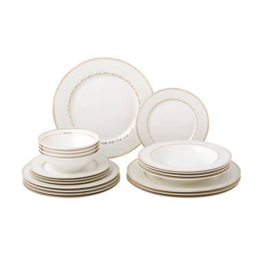 Tognana Polis Rings Porcelain Dinnerware Set, 18-Piece, White