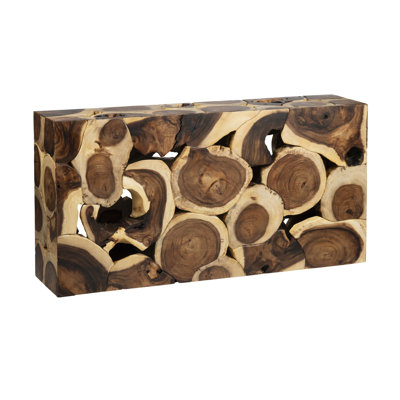 60 po Table d'appoint en bois brun massif