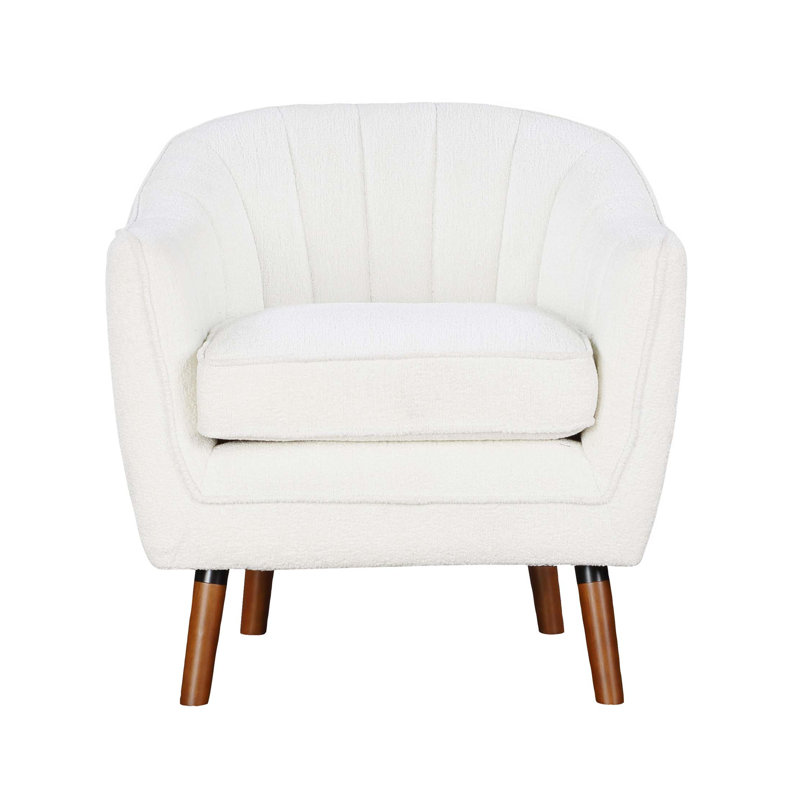 Chaise d'appoint Mid-Century moderne en chenille 1pc, Chenille blanche