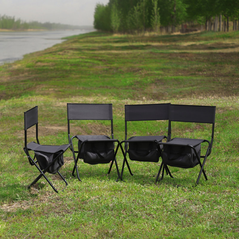 4-Piece Folding Outdoor Chair With Storage Bag, Portable Chair For Indoor, Outdoor Camping, Picnics And Fishing,Grey, Gray