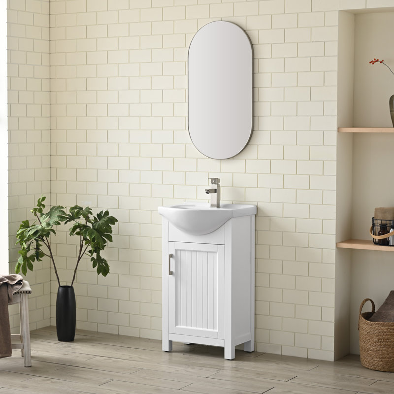Meuble-lavabo simple 20 po avec plateau en céramique Boesch, Blanc