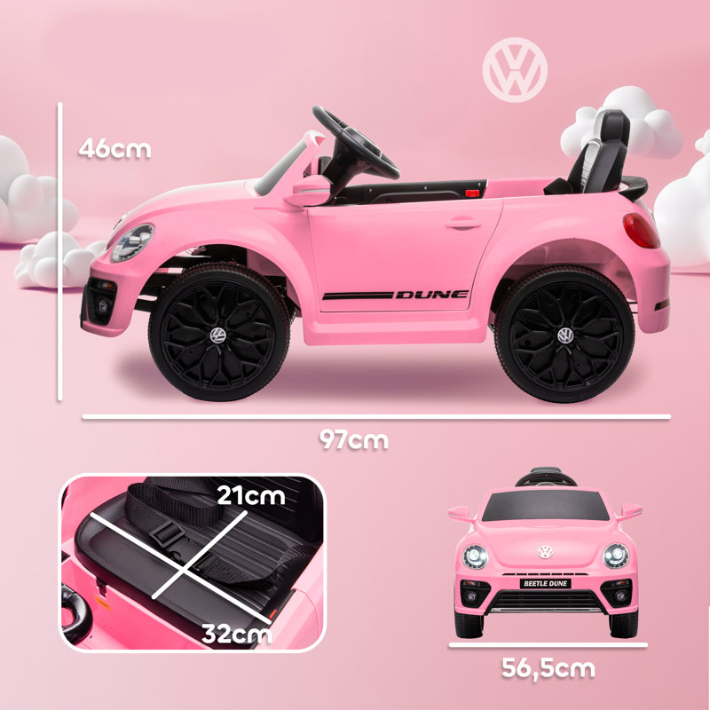 AIYAPLAY Volkswagen Beetle Licensed Ride on Car 12V Remote Control, Pink