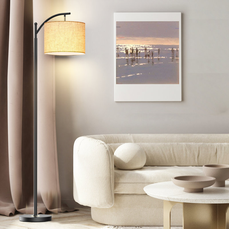 Lyniah 62" Arc/Arched Floor Lamp with LED Bulb Included, Black, White