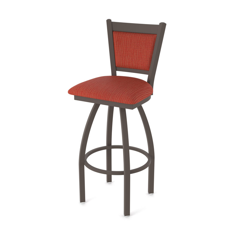 Tabouret pivotant Hadleigh, Bronze, Tabouret de bar (siège d'une hauteur de 36 po), Tissu - graphite coquelicot