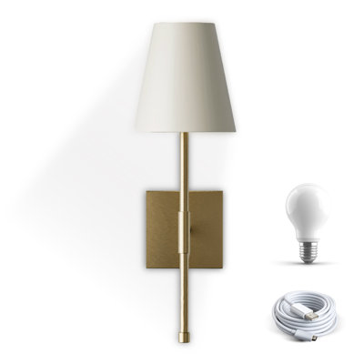 Bell + Howell Rechargeable Wall Light Sconce With Fabric Shade And Dimmable Features