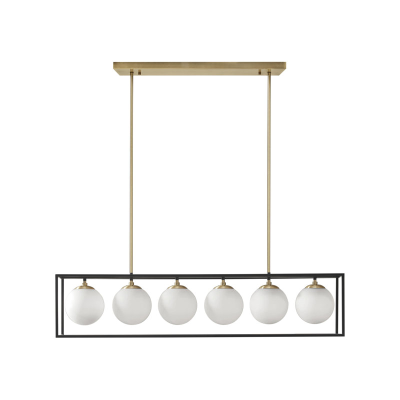 Lustre linéaire en verre givré 6 lumières Sadye