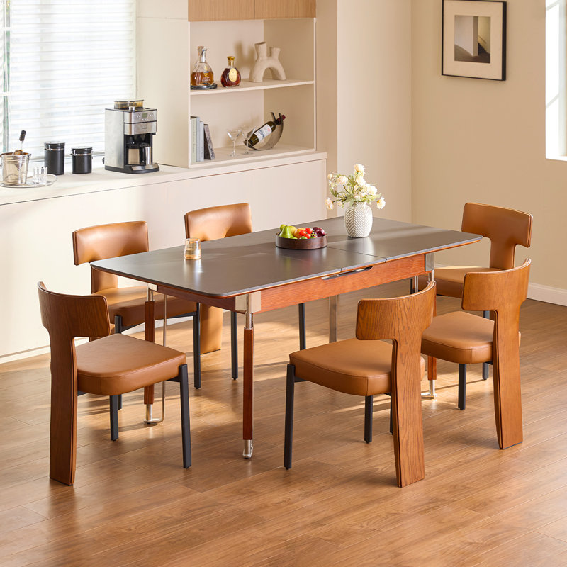 Ensemble de 4 chaises de salle à manger en similicuir avec coussin moelleux, confortables chaises de salle à manger rembourrées sans dossier avec contreplaqué incurvé