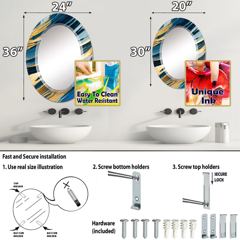 Miroir mural Quirantes, 30 po x 20 po