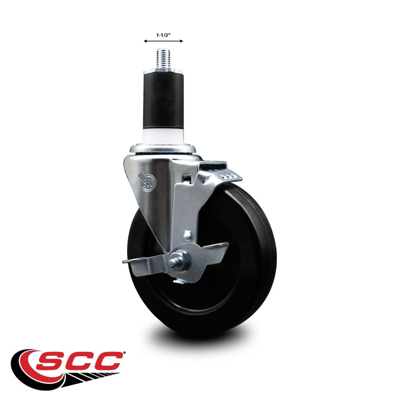 Roulettes pivotantes extensibles en caoutchouc souple de 1-1 / 2 po avec frein SCC