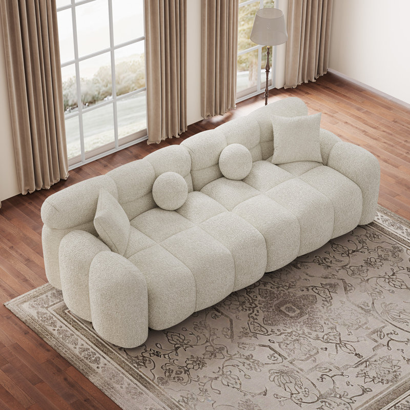 Canapé rembourré 87,3 po Oumy, Polyester beige