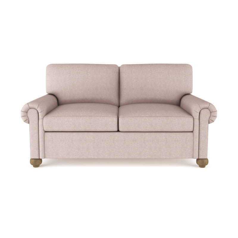 Leroy Loveseat, Weathered, Plush Velvet Alabaster, 36" H x 72" W x 43" D