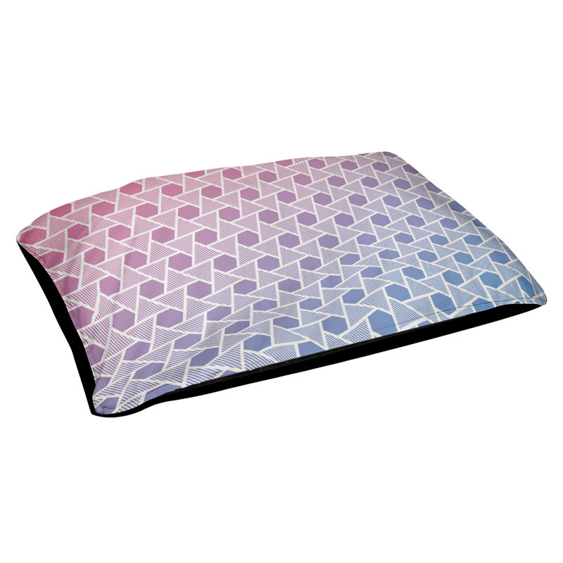 Coussin de lit à triangles hexagonals Byrge, Petit (l 28 po x P 18 po x H 6 po), Rose / Bleu, Molleton corail
