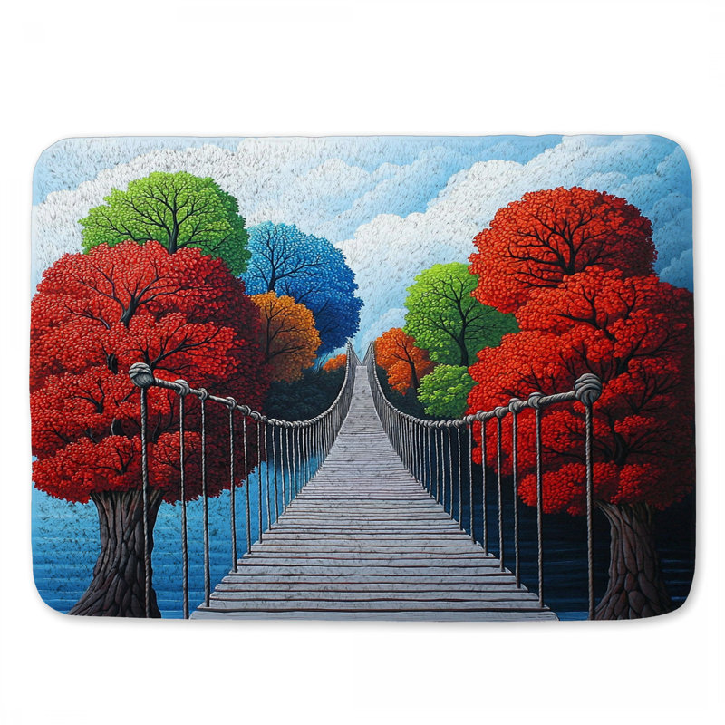 Suspension Bridge Bath Mat Architecture Bathroom Decor Eclectic, 24" L x 17" W