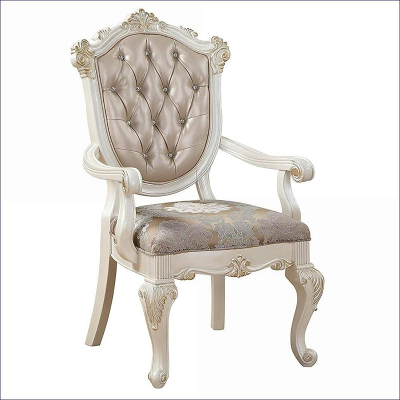 Ensemble de 2 fauteuils d'appoint capitonnés, structure en or rose et blanc cassé, sièges supplémentaires pour les adultes du salon
