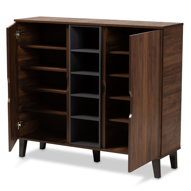 Ketter 25 Pair Shoe Storage Cabinet, Walnut Brown