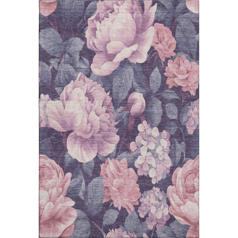 Premium Machine Washable Floyd AMF1561 Floral Rug, Rectangle 3' x 5'