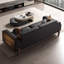 Canapé Mid-Century moderne, canapé en cuir véritable avec bois massif, canapé noir-105275525-105275523