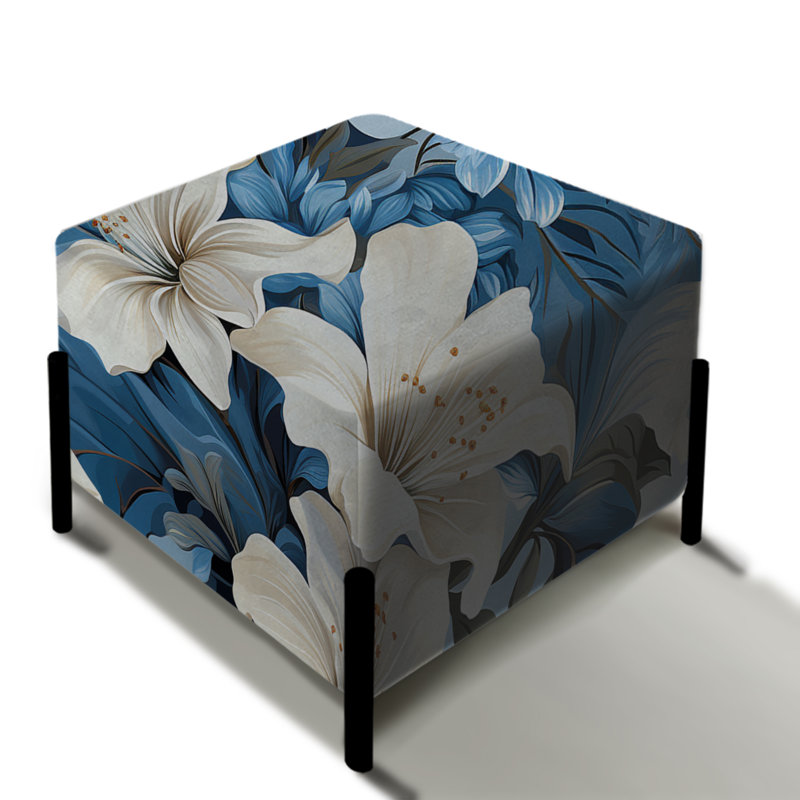 Motif tropical azure azur - repose-pieds carré tropical