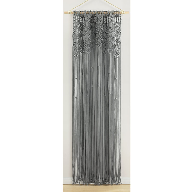 Panneau de rideau simple diaphane avec passe-tringle 100% coton, Gris