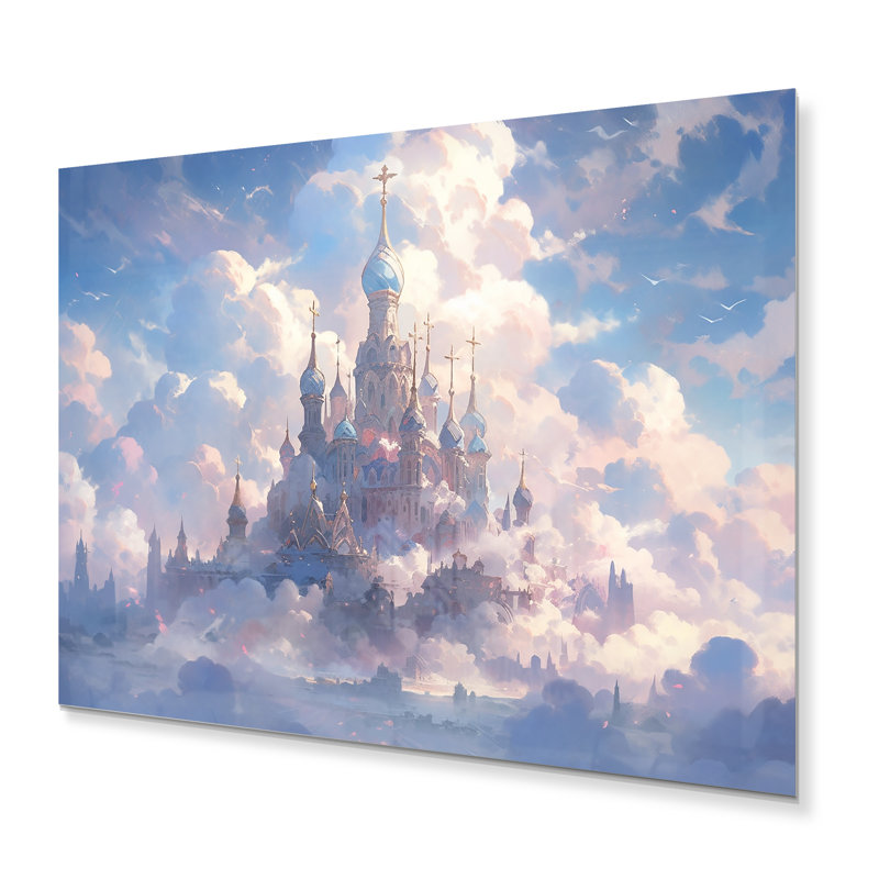 Château dans les nuages I - impression sans cadre sur métal, H 16 po x l 32 po x P 1 po