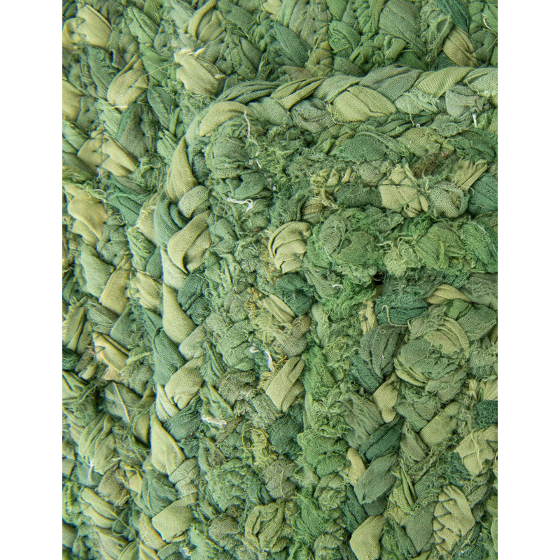 Awena Handmade Braided Cotton Green Area Rug in Green, Table Runner 1'2" x 10'