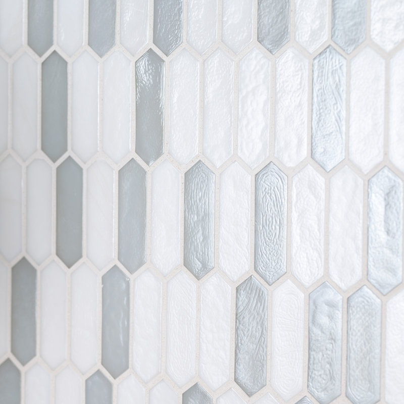 Rietto Spire 10 in. x 12 in. Glossy Glass Mosaic Wall Tile, Cresta Mist