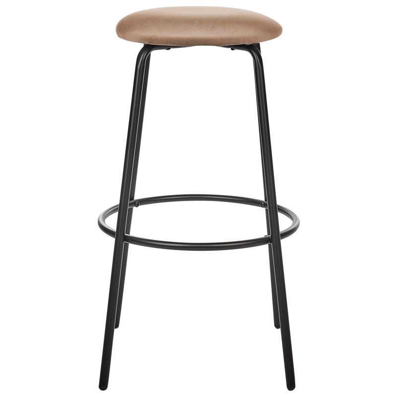 Laplace Upholstered Counter Stool with Metal Frame, Brown 