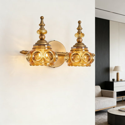 Vintage 2-Light Wall Sconce With Crystal Glass Shades, Rust-Proof And Durable Bathroom Vanity Light Fixture For Bedroom, Living Room, And Hallway