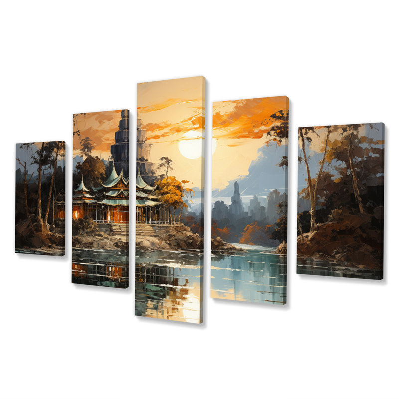 Asian Art Imperial Landscape I 5 pièces