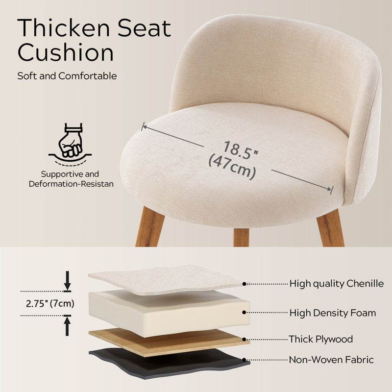 26" Counter Height Bar Stools With Chenille Fabric, 2