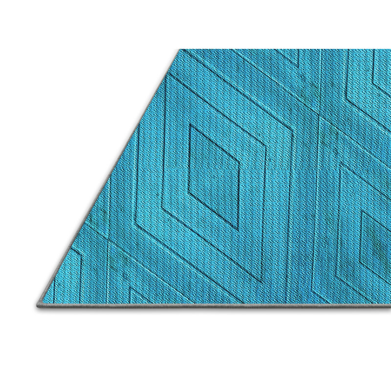Tapis bleu sarcelle à motif géométrique, Rectangle 8 pi x 10 pi