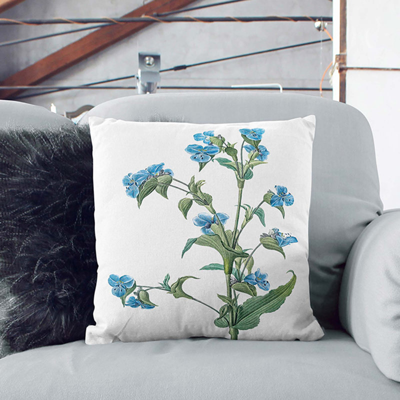 Floral Square Throw Cushion, 55cm H x 55cm W x 20cm D, Stone
