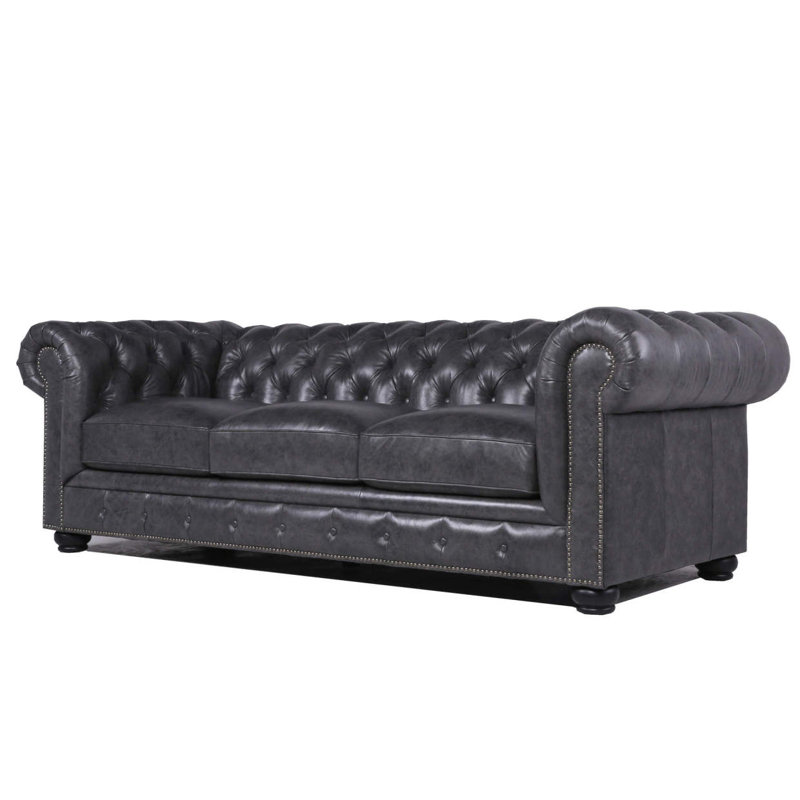 Canapé clouté Chesterfield, Gris