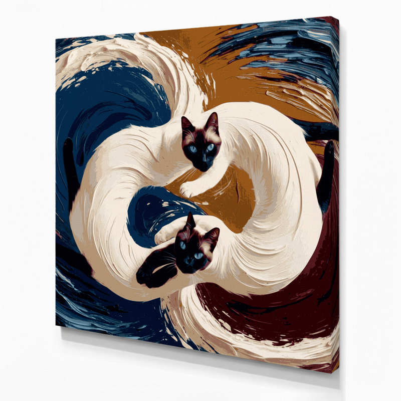 «Cats Siamese», art mural sur toile mauve, H 16 po x l 16 po