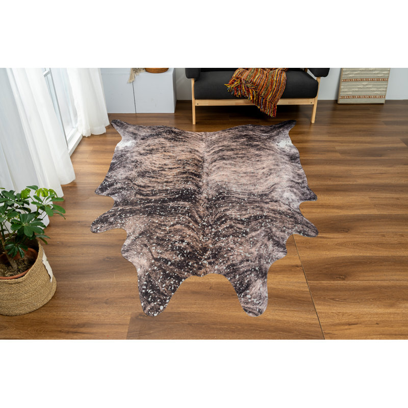 Tapis noir / blanc / beige à imprimé animal Wickersham, Nouveauté : 5 pi x 6 pi 6 po