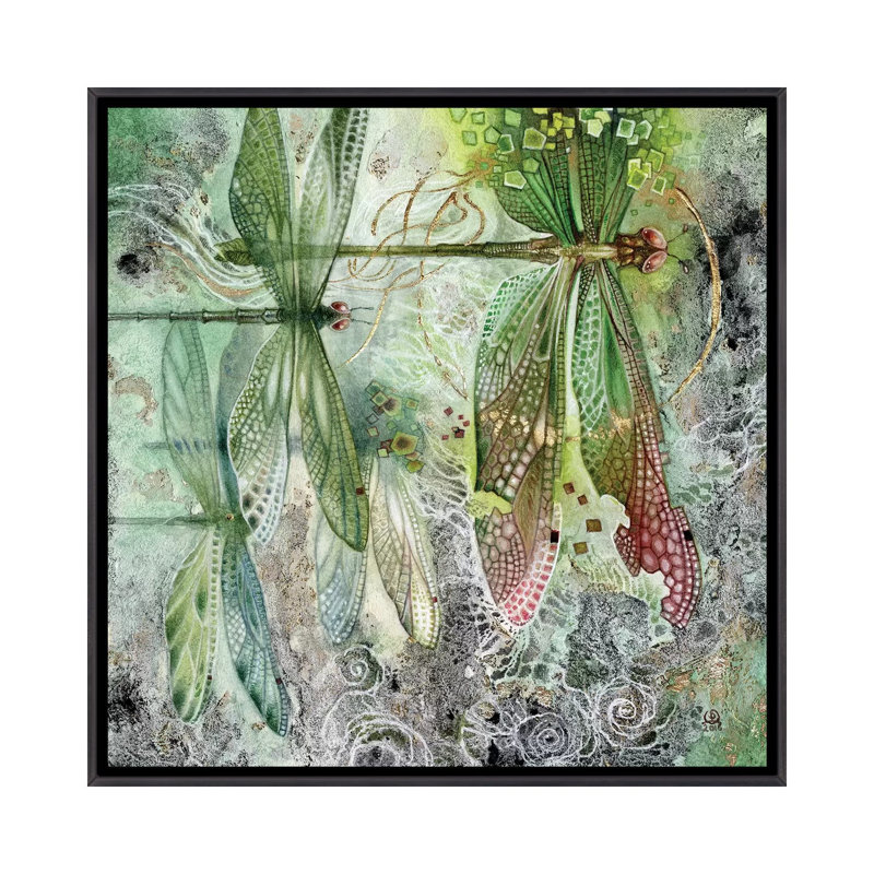 Flow par Stephanie Law - impression d'art graphique, Aucun mat, Toile avec cadre noir patiné, H 37 po x l 37 po x P 1,5 po