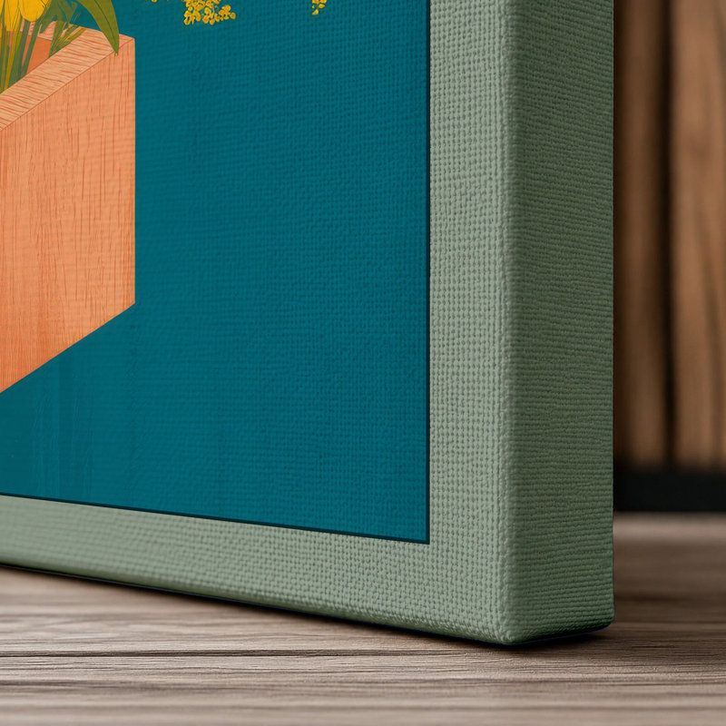 Peach Vase Floral Botanical 1 Piece Wrapped Canvas Wall Art, 36x24 - 91.4 x 61.0 cm, Sage Border