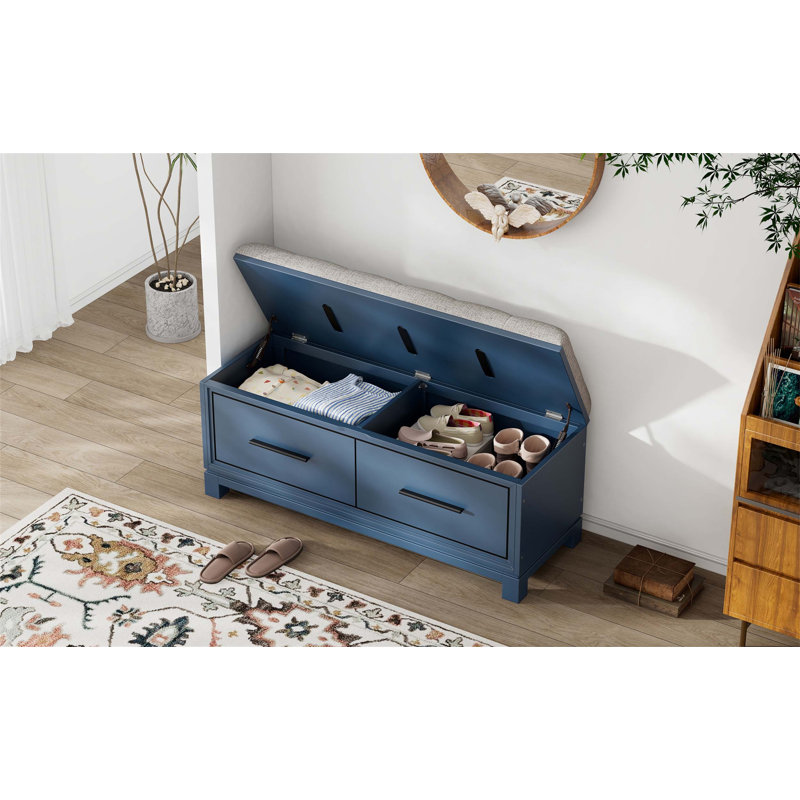 Banc à chaussures polyvalent avec rangement dissimulé et design réfléchi pour diverses pièces, Marine