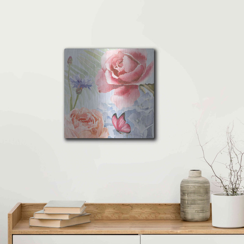 " Boho Bouquet IV Blue " by James Wiens, 12" H x 12" W