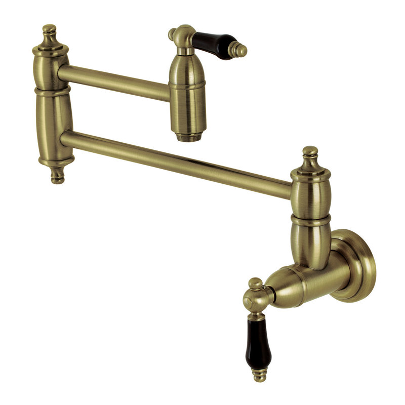 Kingston Brass Duchess Two-Handle 1-Hole Wall Mount Pot Filler Faucet, Antique Brass