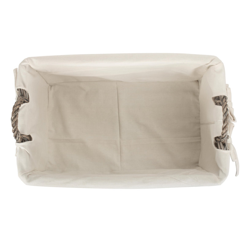 Shallow Lined Wicker Storage Basket, 28 cm H x 52cm W x 32cm D