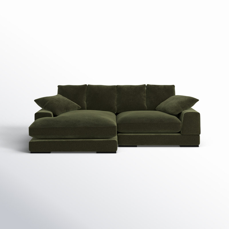 Plunge Sectional, Dark Green Corduroy