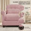 Canapé modulable 2 places en chenille souple à volants, style transitionnel, dossier capitonné, accoudoirs arrondis et coussins lombaires, rose-57480924