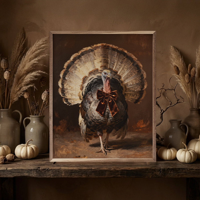 Turkey With Velvet Bow, H 10 po x l 8 po