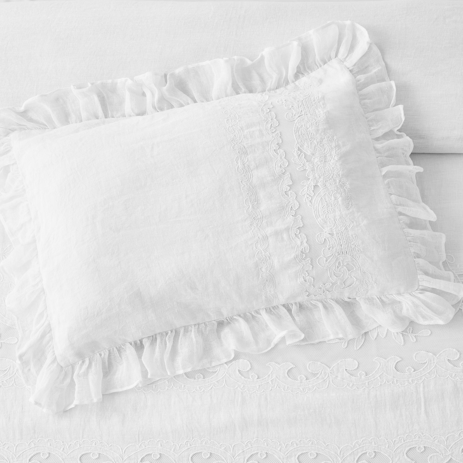 100% Linen Duvet Cover Set, Queen Duvet Cover + 2 Standard Shams, White