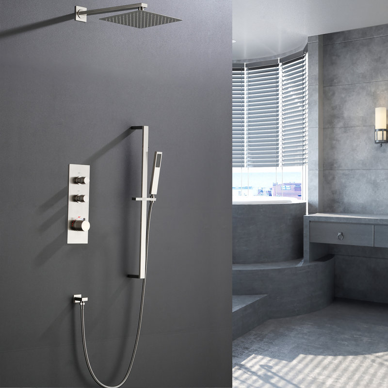 Système de douche complet avec valve brute, Nickel brossé