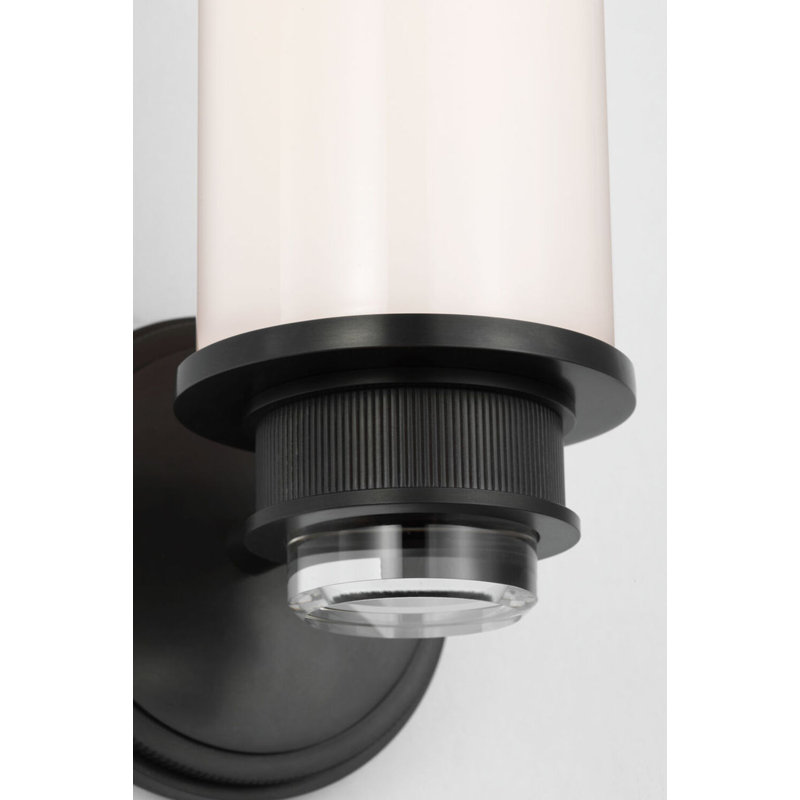 Percy 14" Single Bath Sconce with White Glass, Bronze