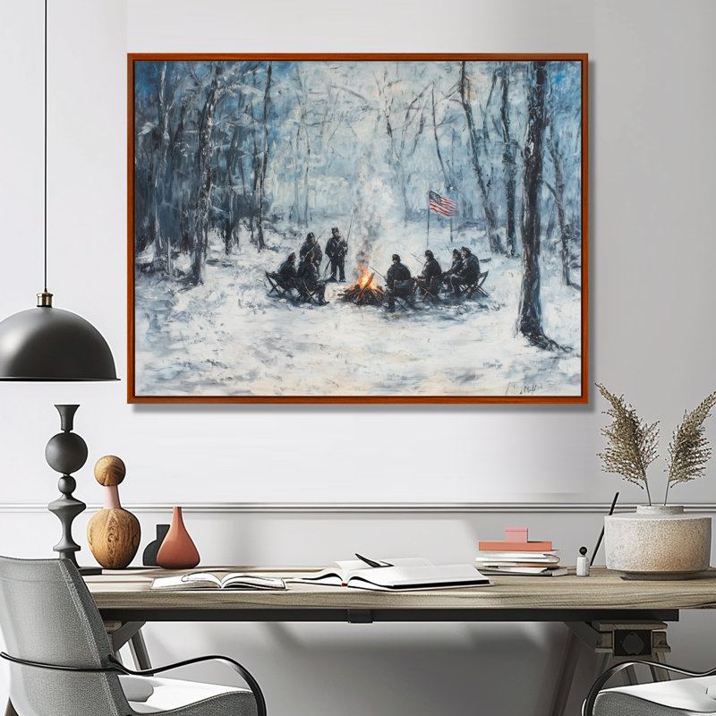 Dinwiddie - Usa Patriotist Wall Art, 34" H x 44" W, Brown, Floater Framed Print