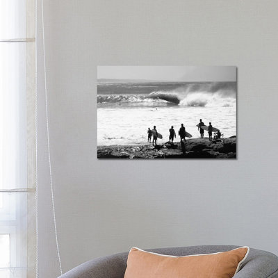 Silhouette Of Surfers Standing On The Beach, Australia by Panoramic Images - Wrapped Canvas Print