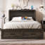 Armoire de lit escamotable double avec station de charge, lit plateforme pliable multifonctionnel avec grand tiroir de rangement pour les chambres d'amis et les petites chambres-70839604-70839605